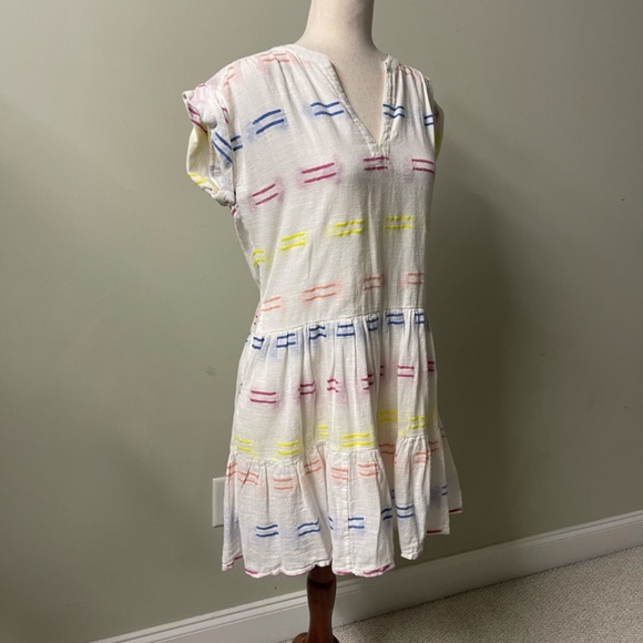 Oliphant White with Colorful Embroidery V-Neck Dress - Size M - Picture 9 of 11